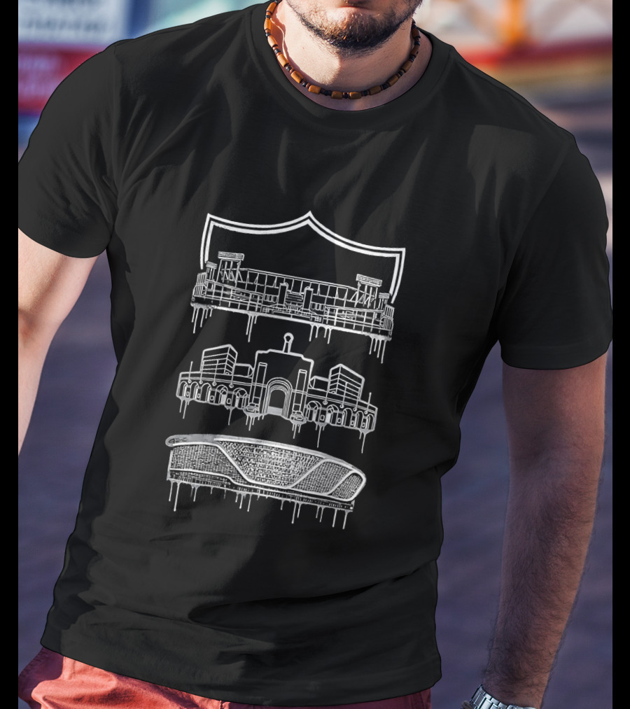 Las Vegas Raiders Home Is Where The Shield Is Flowing Paint Stadiums T-Shirt