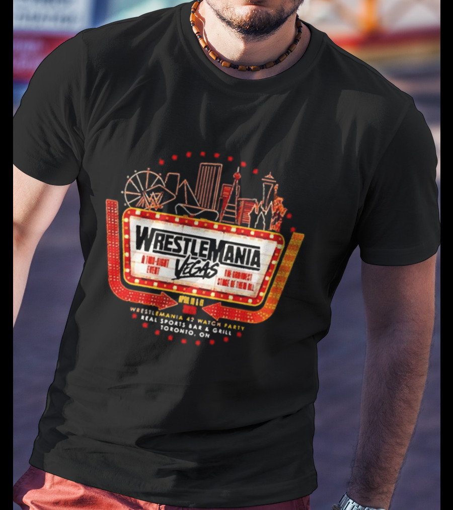 WrestleMania Vegas Skyline Party Fremont St WWE WrestleMania 42 T-Shirt