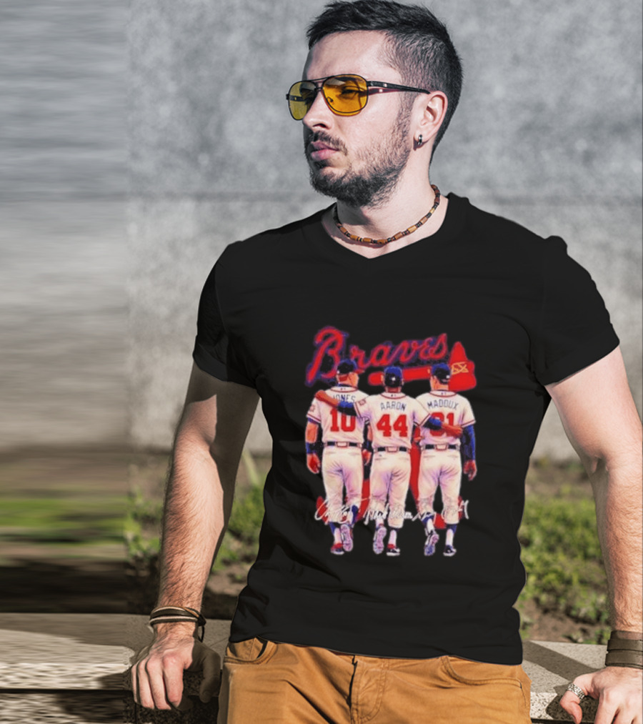 Atlanta Braves Jones Aaron Maddux Iconic Baseball Legends T-Shirt