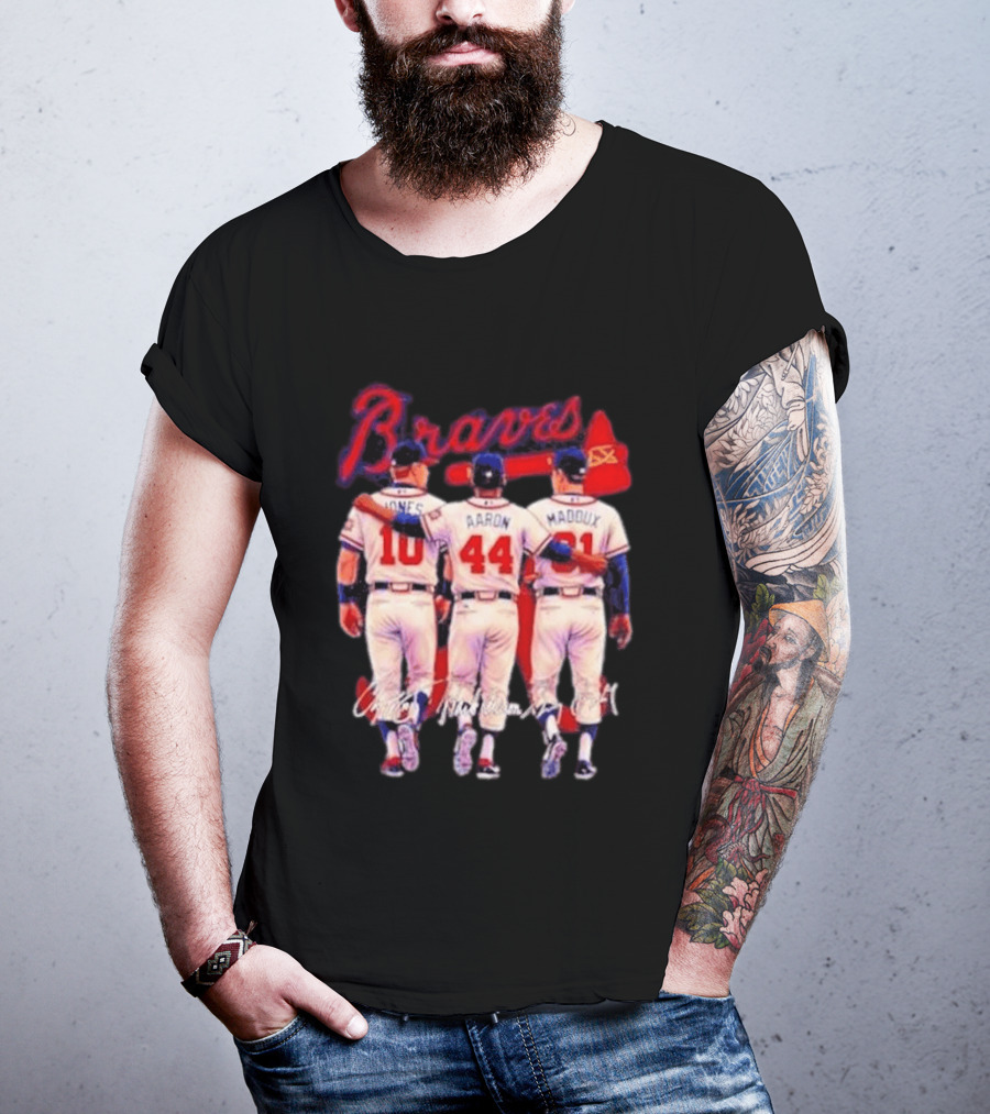 Atlanta Braves Jones Aaron Maddux Iconic Baseball Legends T-Shirt