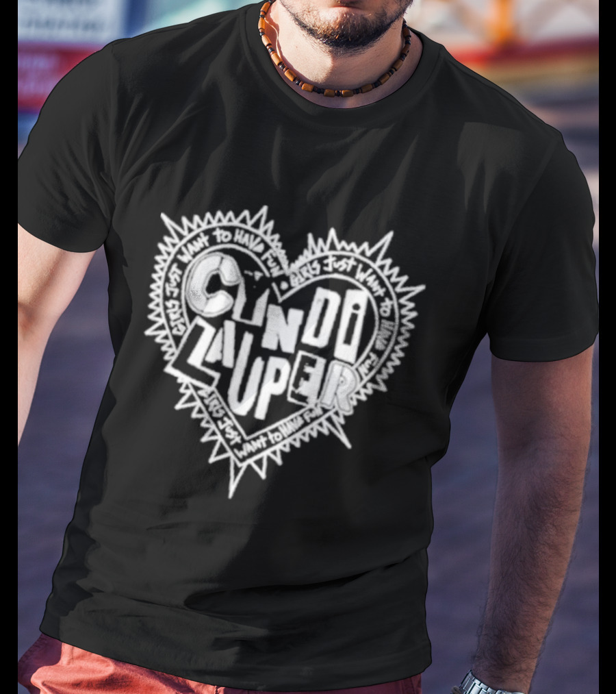 Cyndi Lauper Faded Black Punk Heart Spiked Lettering T-Shirt