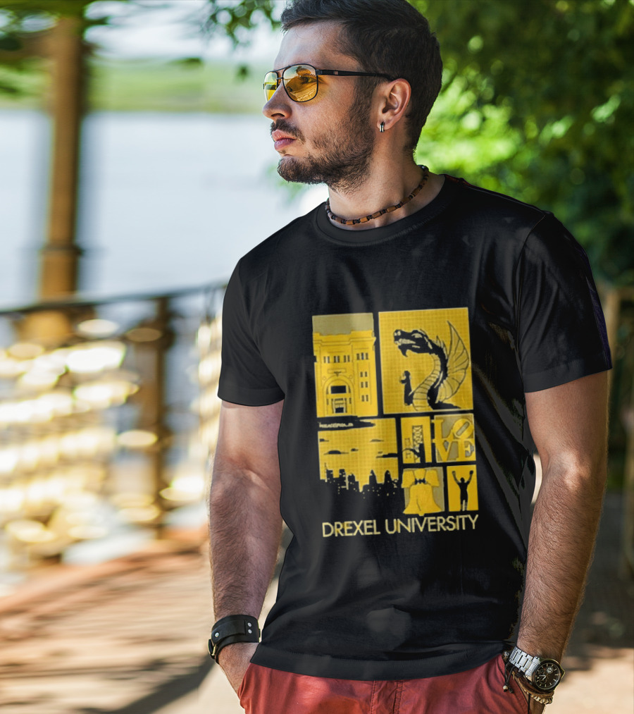 Drexel University Dragons Skyline Liberty Bell Icon Philadelphia T-Shirt