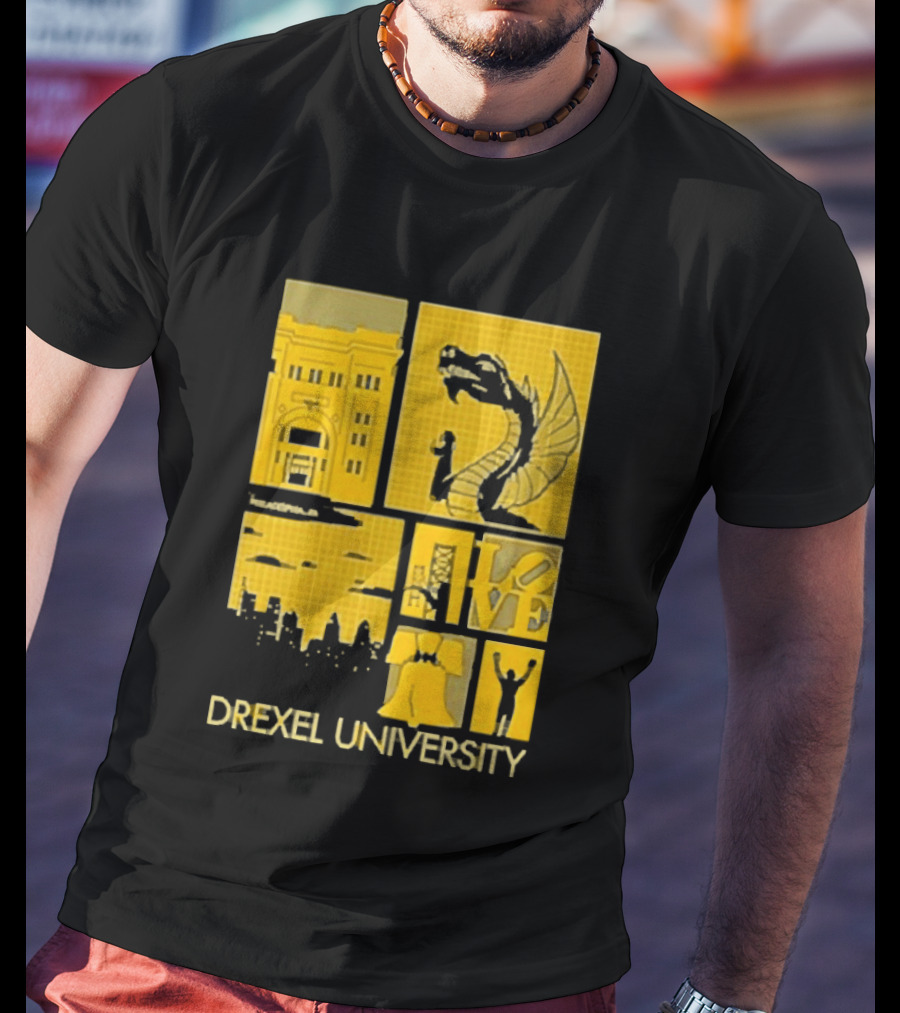 Drexel University Dragons Skyline Liberty Bell Icon Philadelphia T-Shirt
