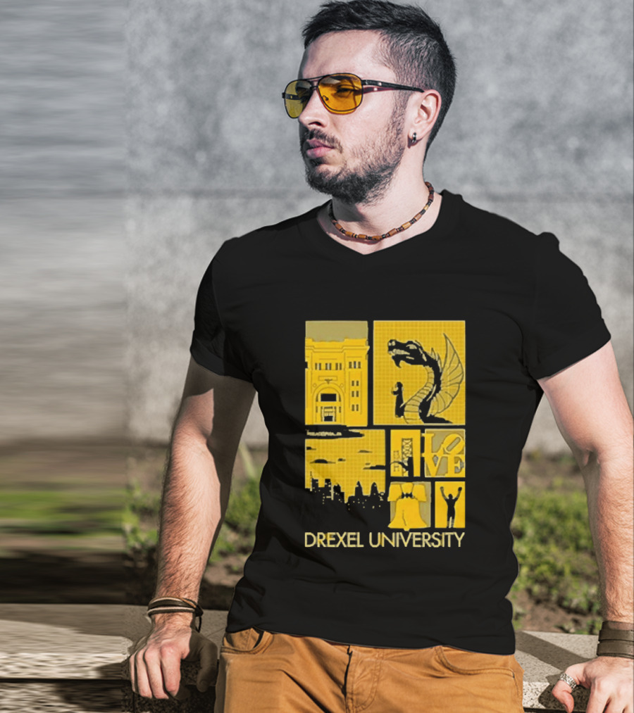 Drexel University Dragons Skyline Liberty Bell Icon Philadelphia T-Shirt