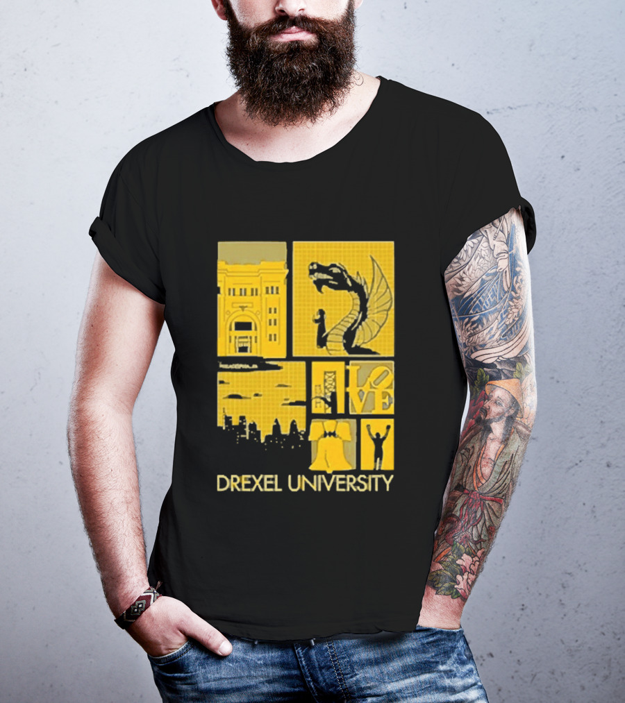 Drexel University Dragons Skyline Liberty Bell Icon Philadelphia T-Shirt