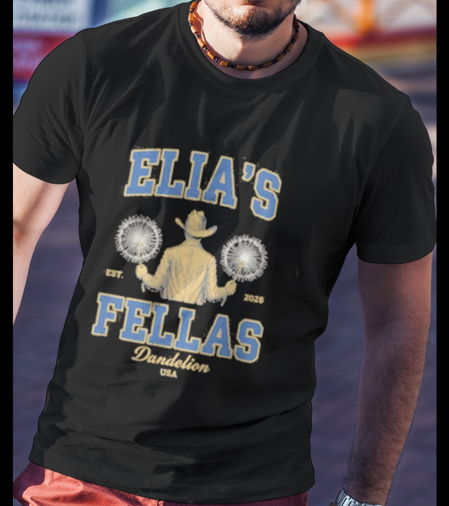 Elia's Fellas Dandelion USA Western Fella Est 2026 Cowboy With Dandelions T-Shirt