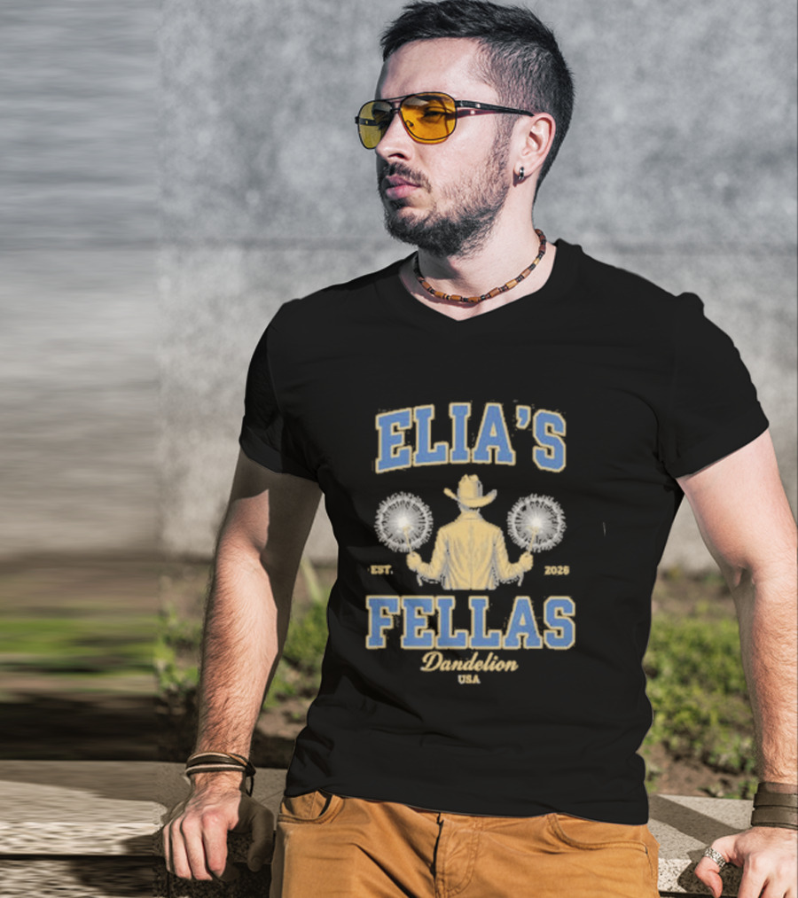 Elia's Fellas Dandelion USA Western Fella Est 2026 Cowboy With Dandelions T-Shirt