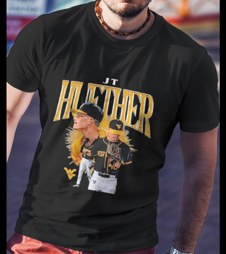 JT Huether West Virginia Mountaineers Baseball Player WV T-Shirt