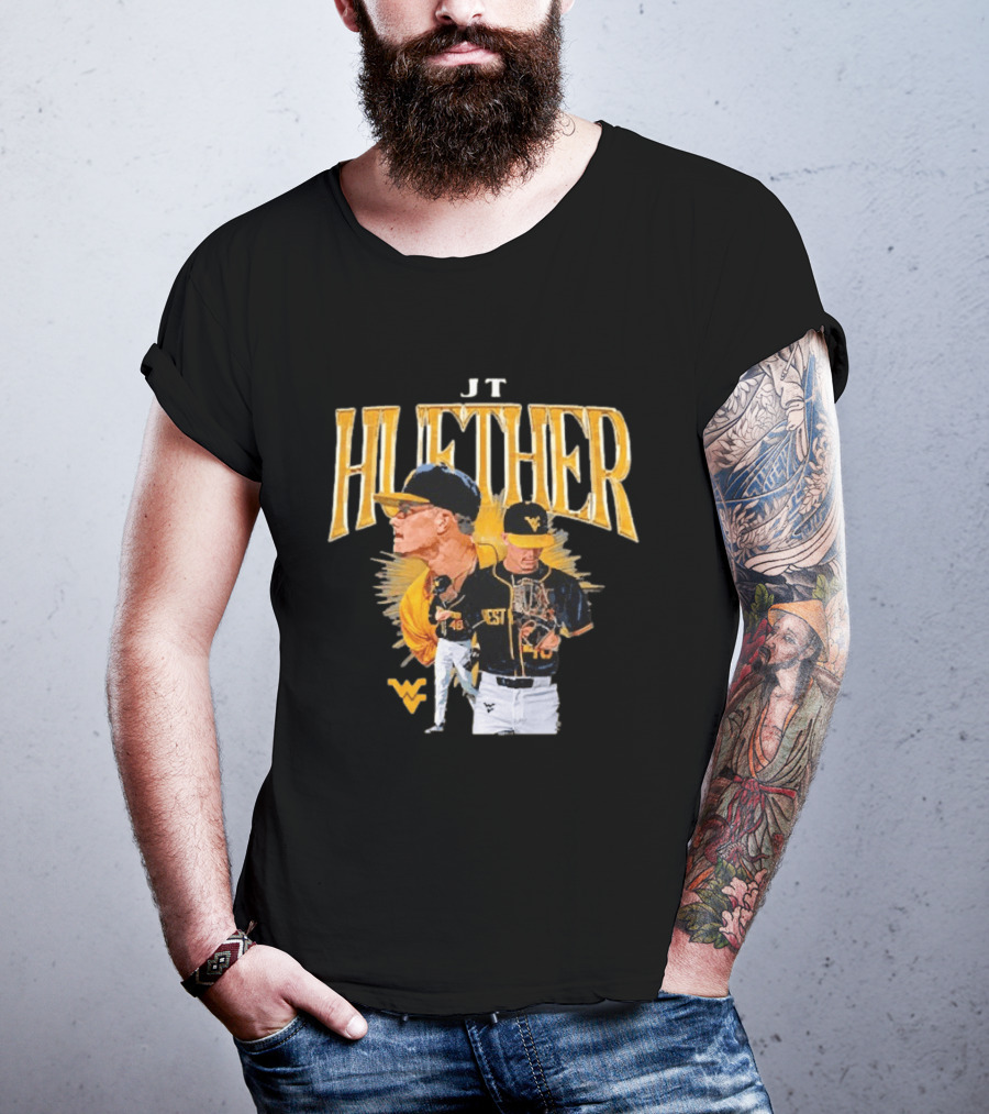 JT Huether West Virginia Mountaineers Baseball Player WV T-Shirt