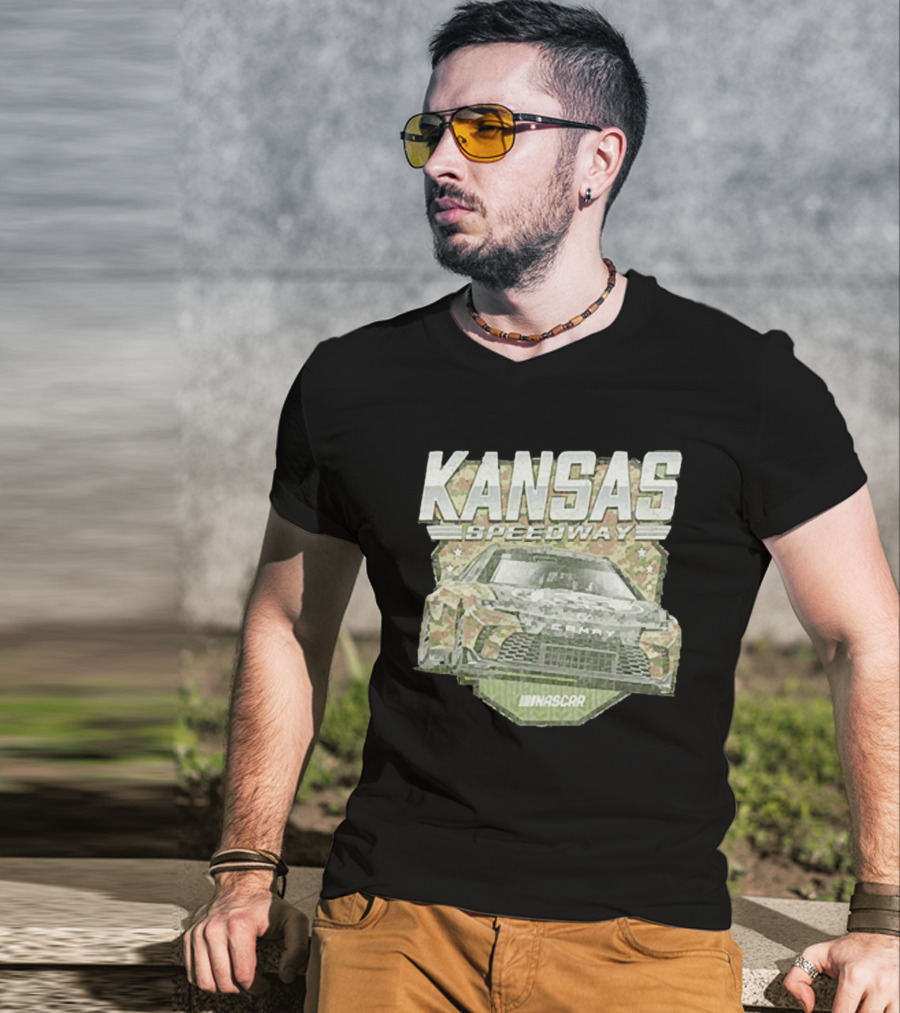 Kansas Speedway Camo Nascar Car Racing Americana T-Shirt