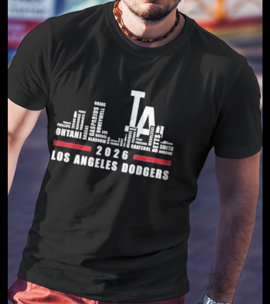 Los Angeles Dodgers 2025 City Skyline Greatest Of All Time Players T-Shirt