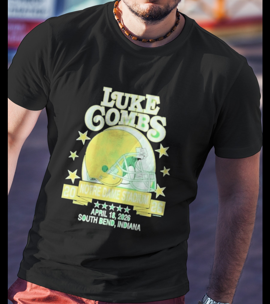 Luke Combs Notre Dame Stadium April 18 2026 South Bend Indiana Helmet Football Event T-Shirt