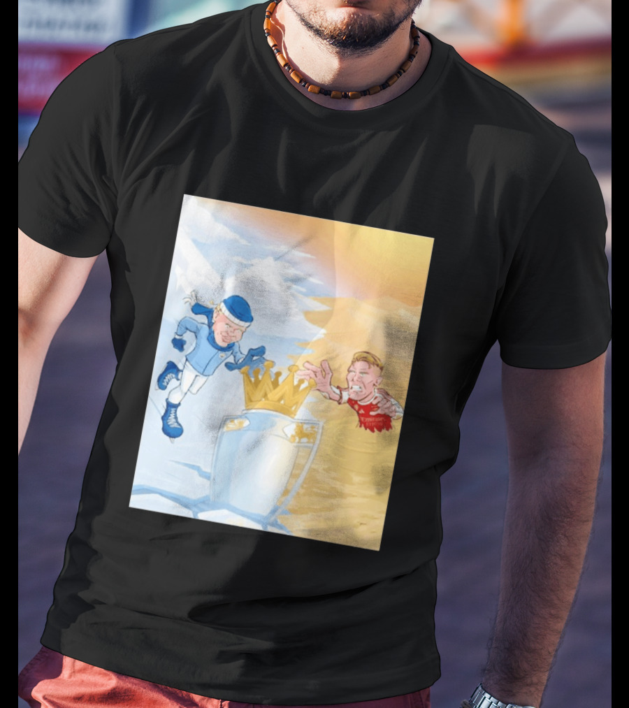 Manchester City Versus Arsenal April 2026 Premier League Title Showdown Cartoon T-Shirt