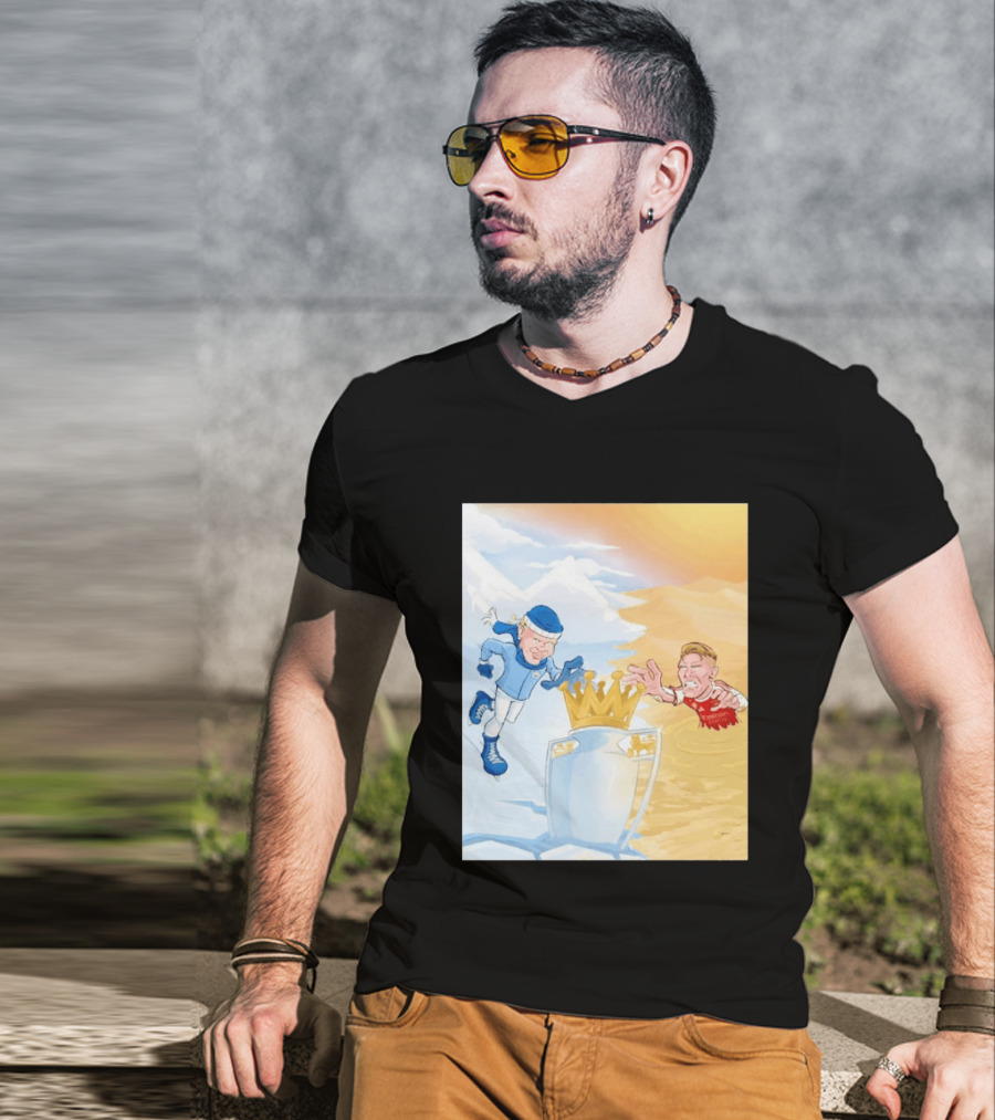 Manchester City Versus Arsenal April 2026 Premier League Title Showdown Cartoon T-Shirt