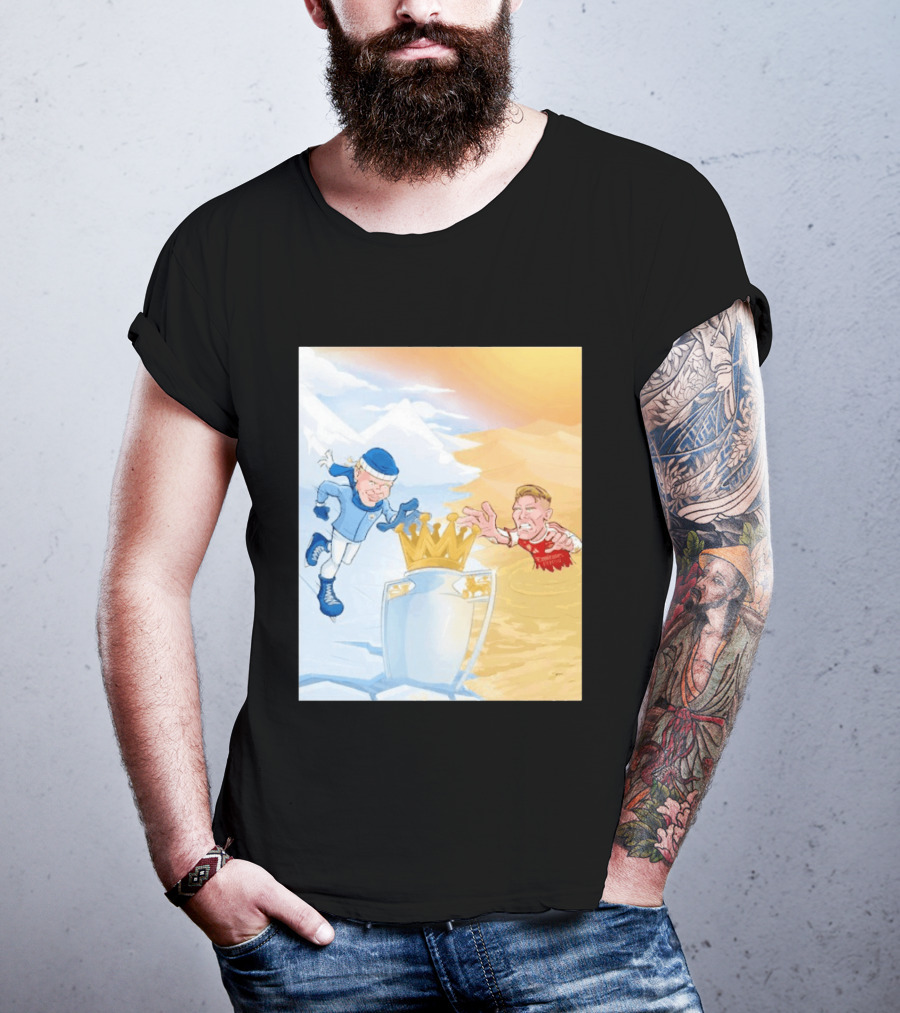 Manchester City Versus Arsenal April 2026 Premier League Title Showdown Cartoon T-Shirt