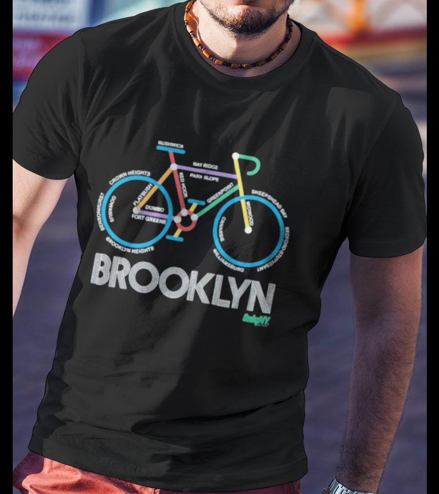 Only NY Brooklyn Neighborhoods Bike Map T-Shirt