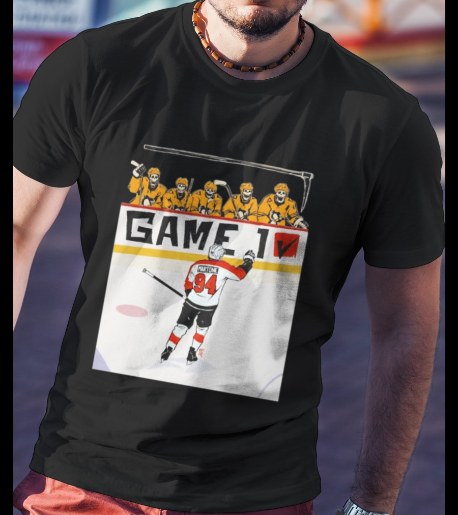 Philadelphia Flyers Porter Martone Celebrates Game 1 Win Over Pittsburgh Penguins T-Shirt