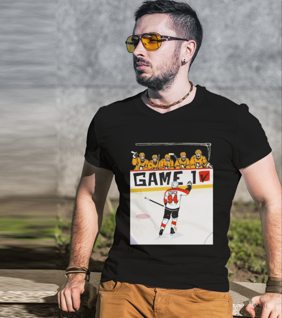 Philadelphia Flyers Porter Martone Celebrates Game 1 Win Over Pittsburgh Penguins T-Shirt