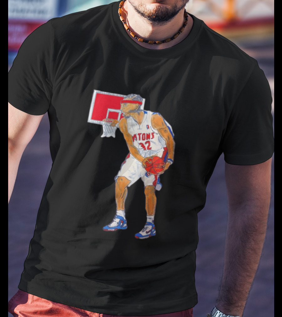 Richard Hamilton Pistons Let It Rip 32 Basketball Action T-Shirt