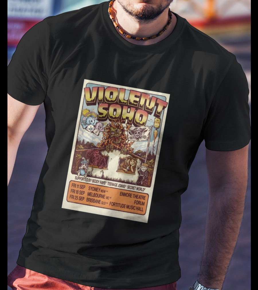 Violent Soho Australia Tour 2026 Enmore Theatre Forum Fortitude Music Hall Beddy Rays Teenage Joans Secret World T-Shirt