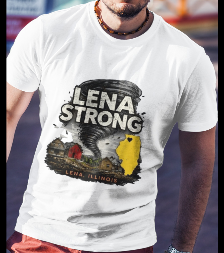 Lena Strong Illinois Tornado Heart Support T-Shirt