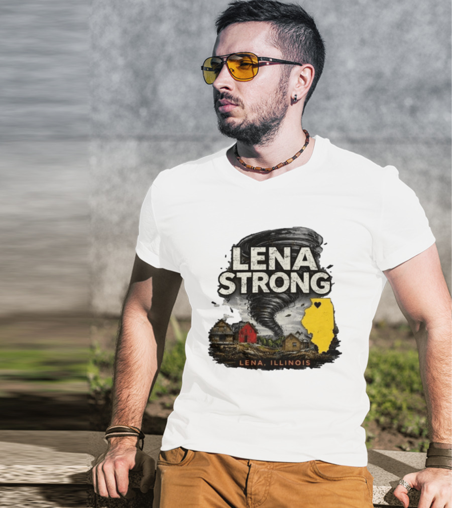Lena Strong Illinois Tornado Heart Support T-Shirt