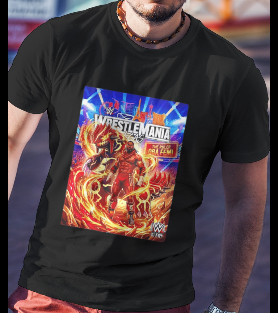 WrestleMania Vegas Pokémon Groudon X The Ruler Oba Femi WWE Superstar T-Shirt