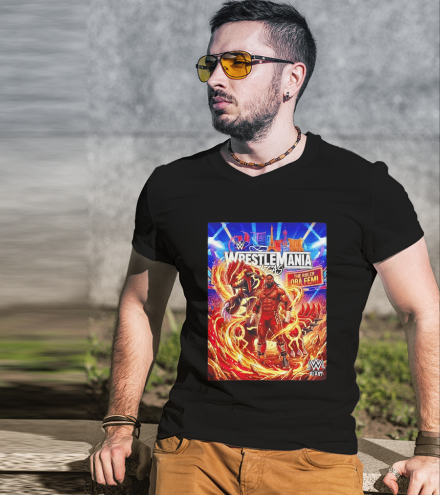 WrestleMania Vegas Pokémon Groudon X The Ruler Oba Femi WWE Superstar T-Shirt