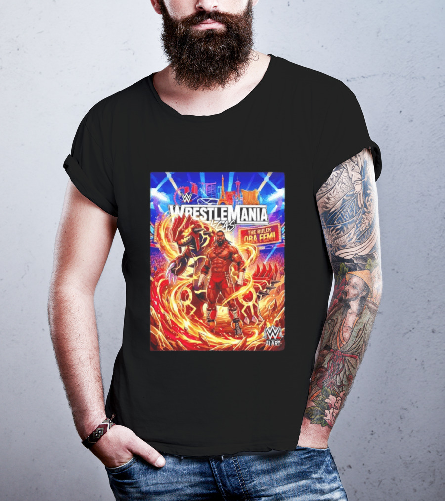 WrestleMania Vegas Pokémon Groudon X The Ruler Oba Femi WWE Superstar T-Shirt