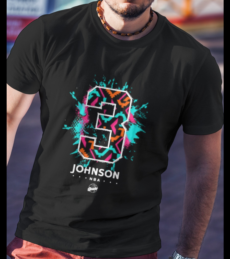Keldon Johnson Spurs NBA Number 3 Artistic Splatter T-Shirt