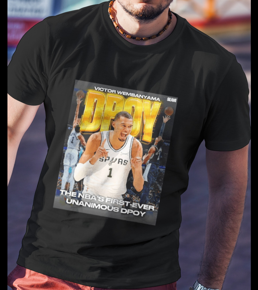 Victor Wembanyama Spurs Basketball NBA First Ever Unanimous DPOY Recognition T-Shirt