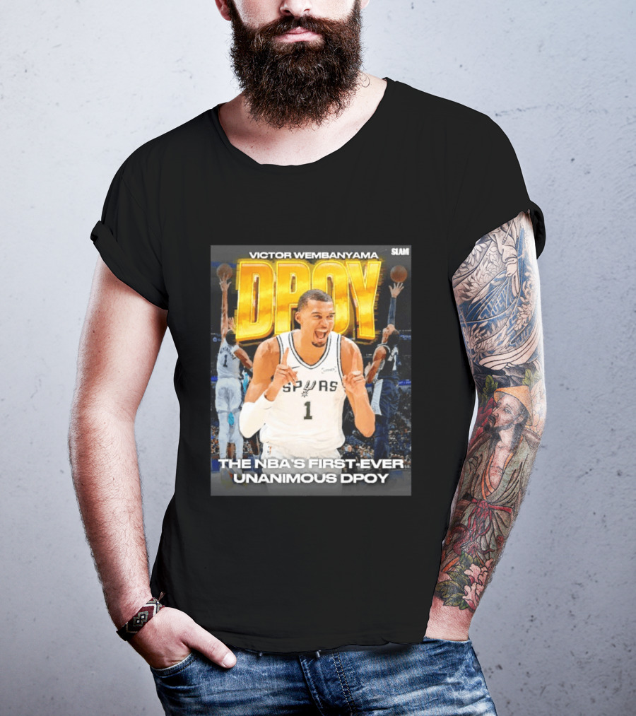 Victor Wembanyama Spurs Basketball NBA First Ever Unanimous DPOY Recognition T-Shirt