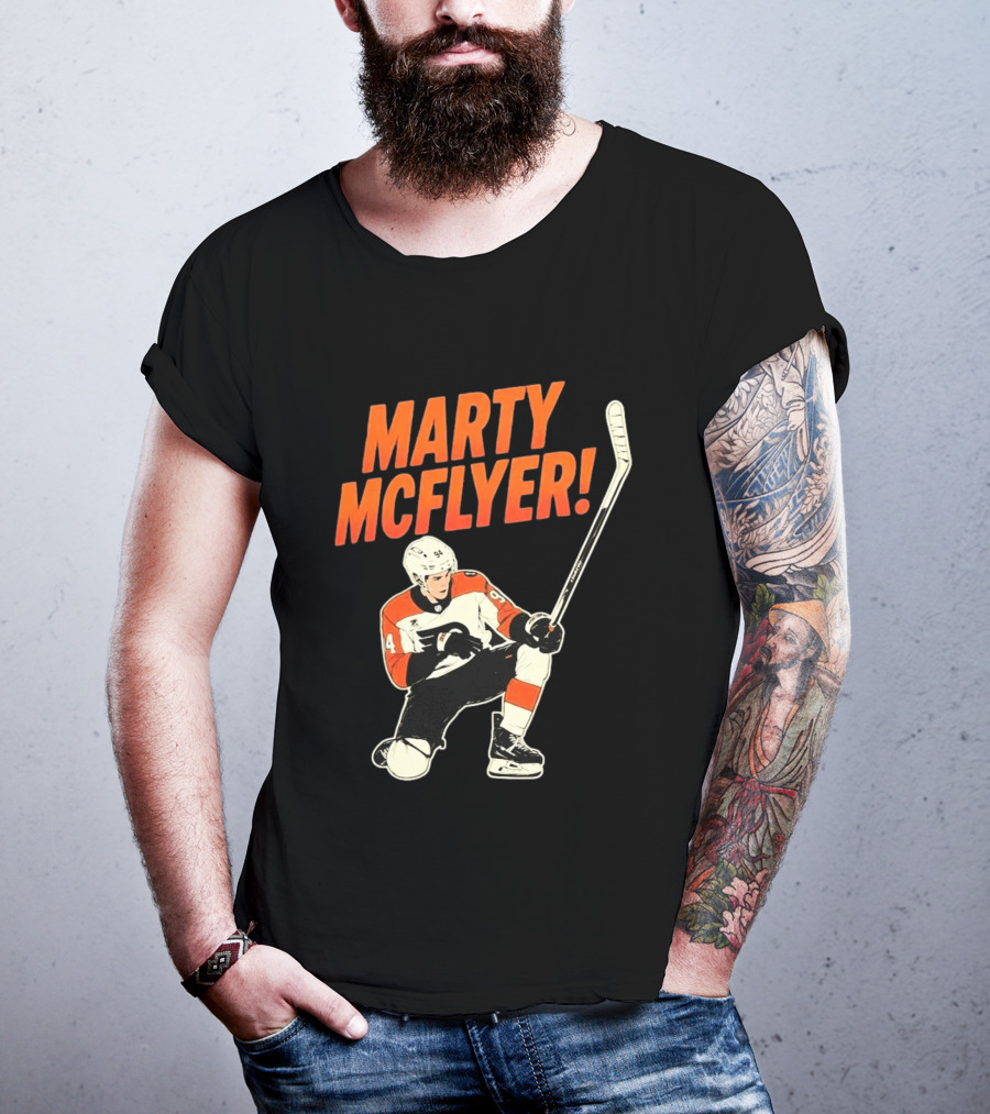 Marty McFlyer 94 Hockey Player In Action T-Shirt