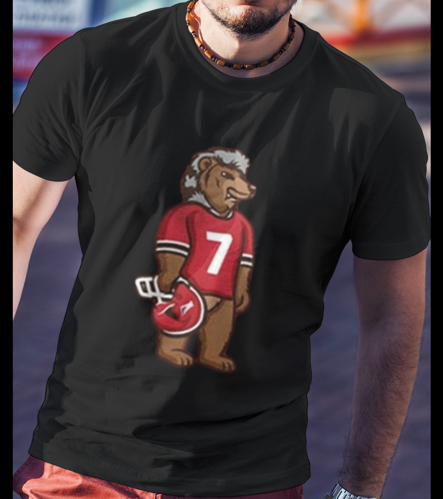 Morgan Wallen Concert Tuscaloosa Alabama Bear Wearing Number 7 Jersey And Holding Helmet T-Shirt