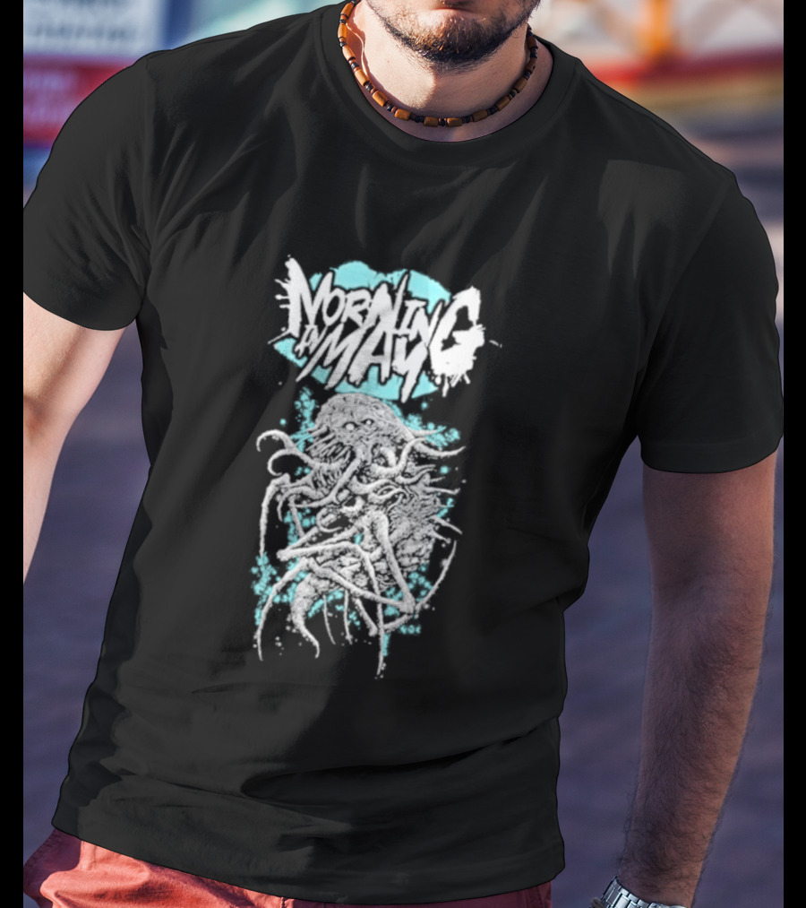 Morning In May Monster Splatter Style Aqua White T-Shirt