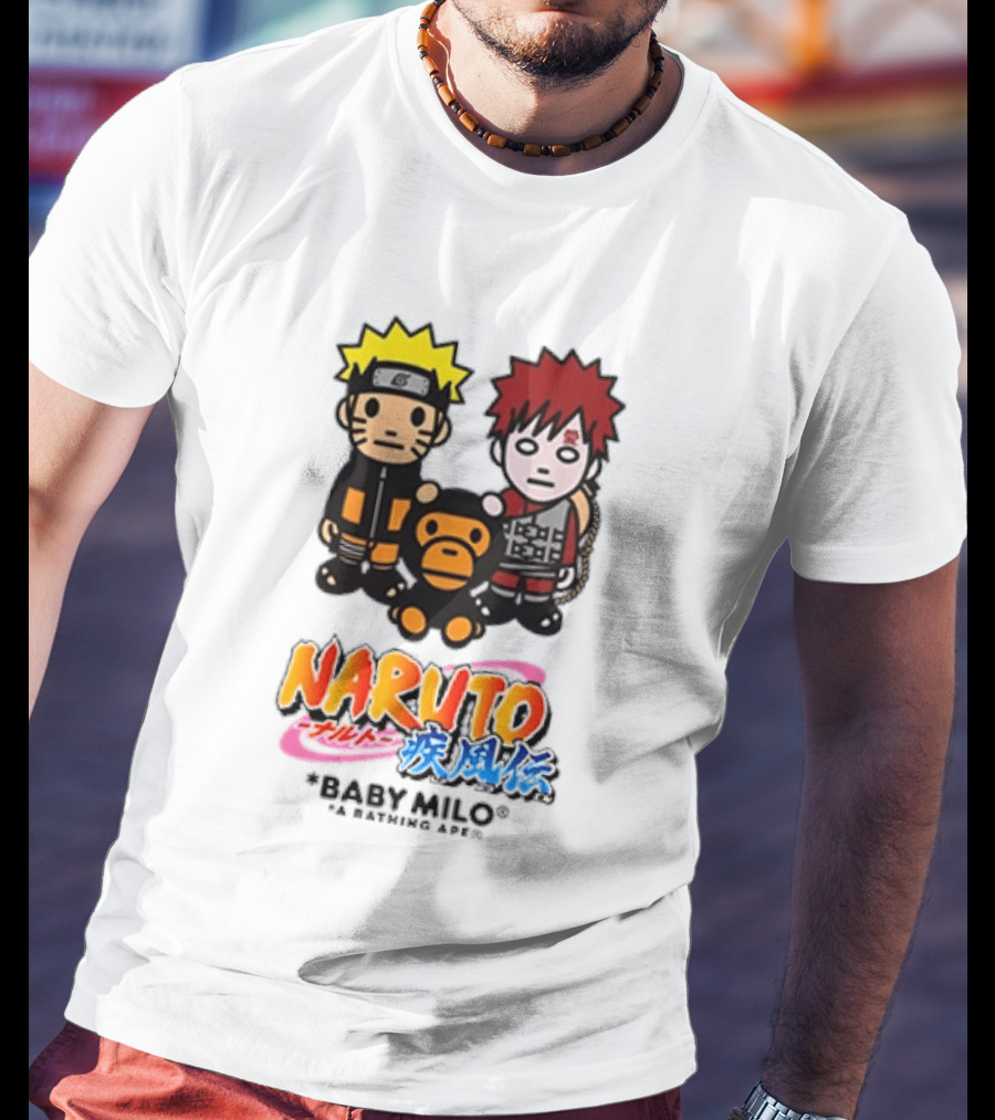 Naruto Baby Milo A Bathing Ape Collaboration With Gaara And Baby Milo Characters T-Shirt