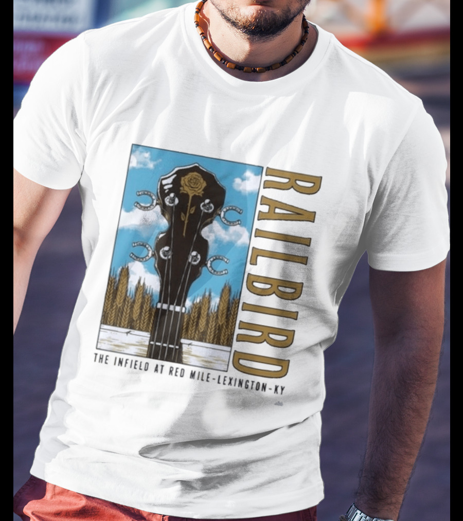 Railbird Festival June 6 7 2026 The Infield At Red Mile Lexington KY Banjo And Horseshoe T-Shirt
