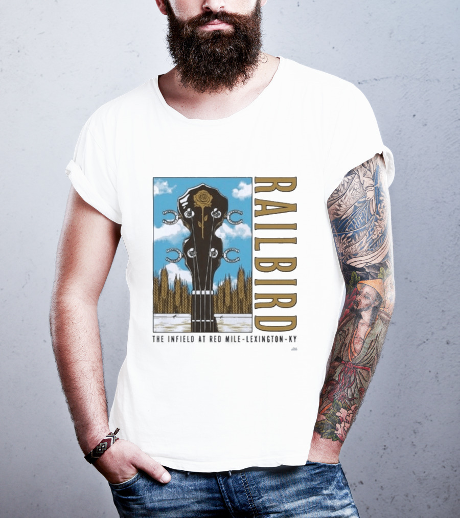 Railbird Festival June 6 7 2026 The Infield At Red Mile Lexington KY Banjo And Horseshoe T-Shirt