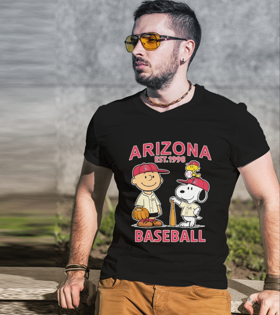 Arizona Est. 1998 Snoopy Woodstock Baseball Team Brown T-Shirt
