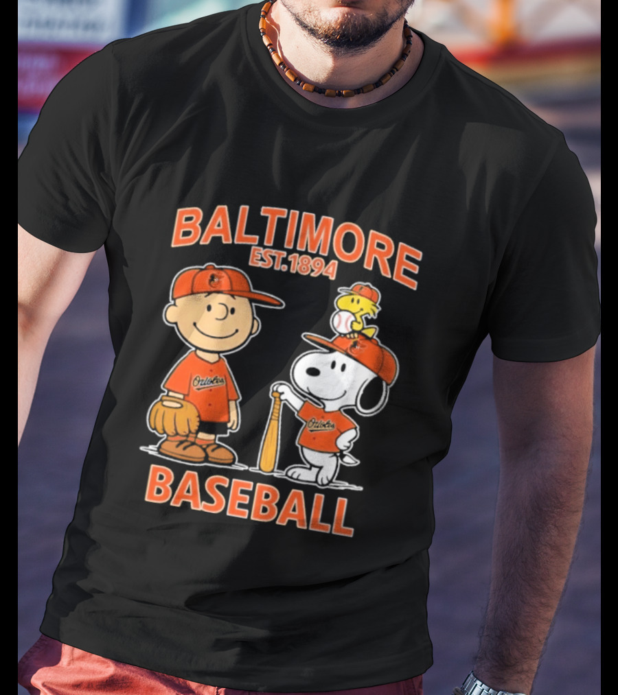 Baltimore Est. 1894 Baseball Snoopy Woodstock Charlie Brown T-Shirt