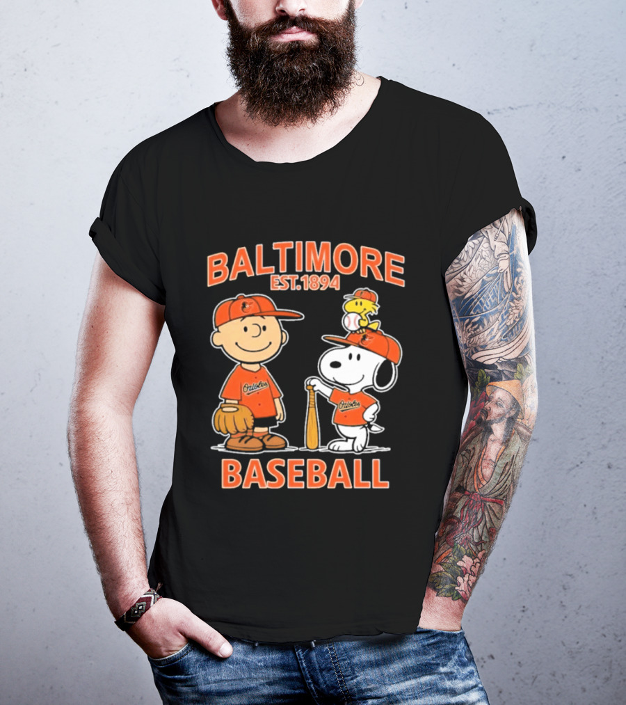 Baltimore Est. 1894 Baseball Snoopy Woodstock Charlie Brown T-Shirt