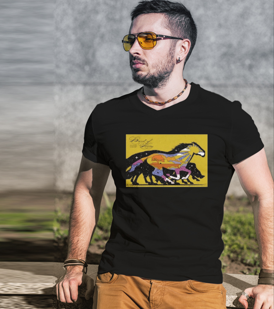 Band Of Horses April 22 2026 Detroit MI Black Horse Psychedelic Landscape T-Shirt