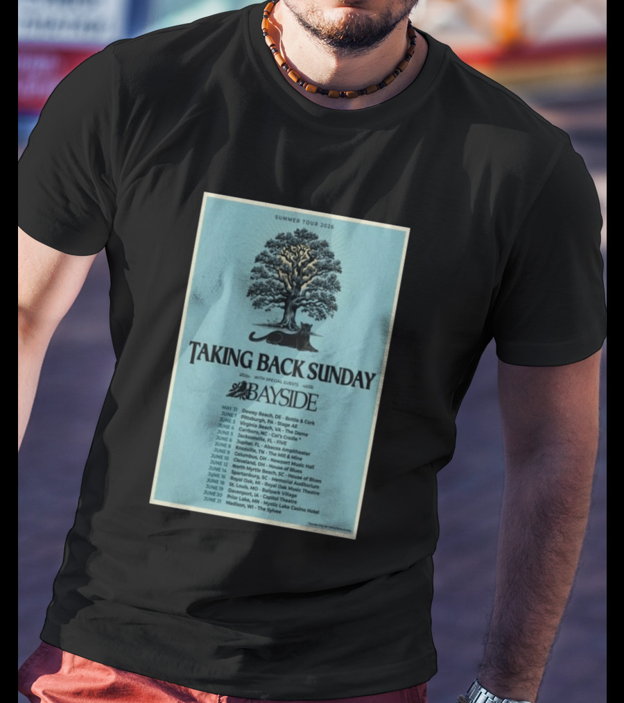Summer Tour 2026 Taking Back Sunday With Bayside Concert Dates And Locations T-Shirt