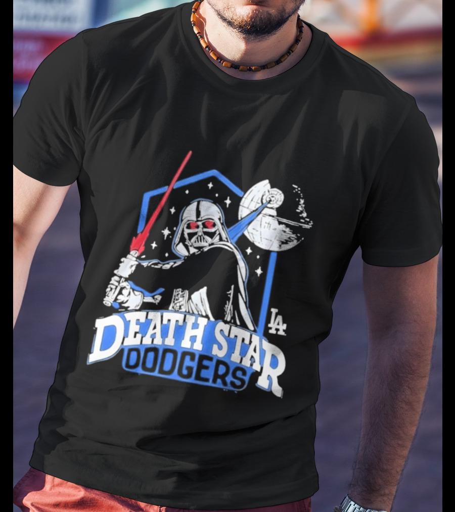 Death Star Dodgers LA Dark Side Star Wars Vader Mashup T-Shirt