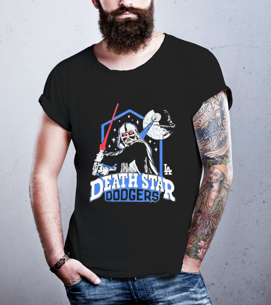 Death Star Dodgers LA Dark Side Star Wars Vader Mashup T-Shirt