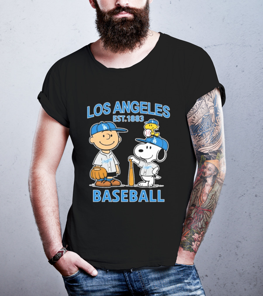 Los Angeles Baseball Est. 1883 Snoopy Woodstock Peanuts Brown T-Shirt