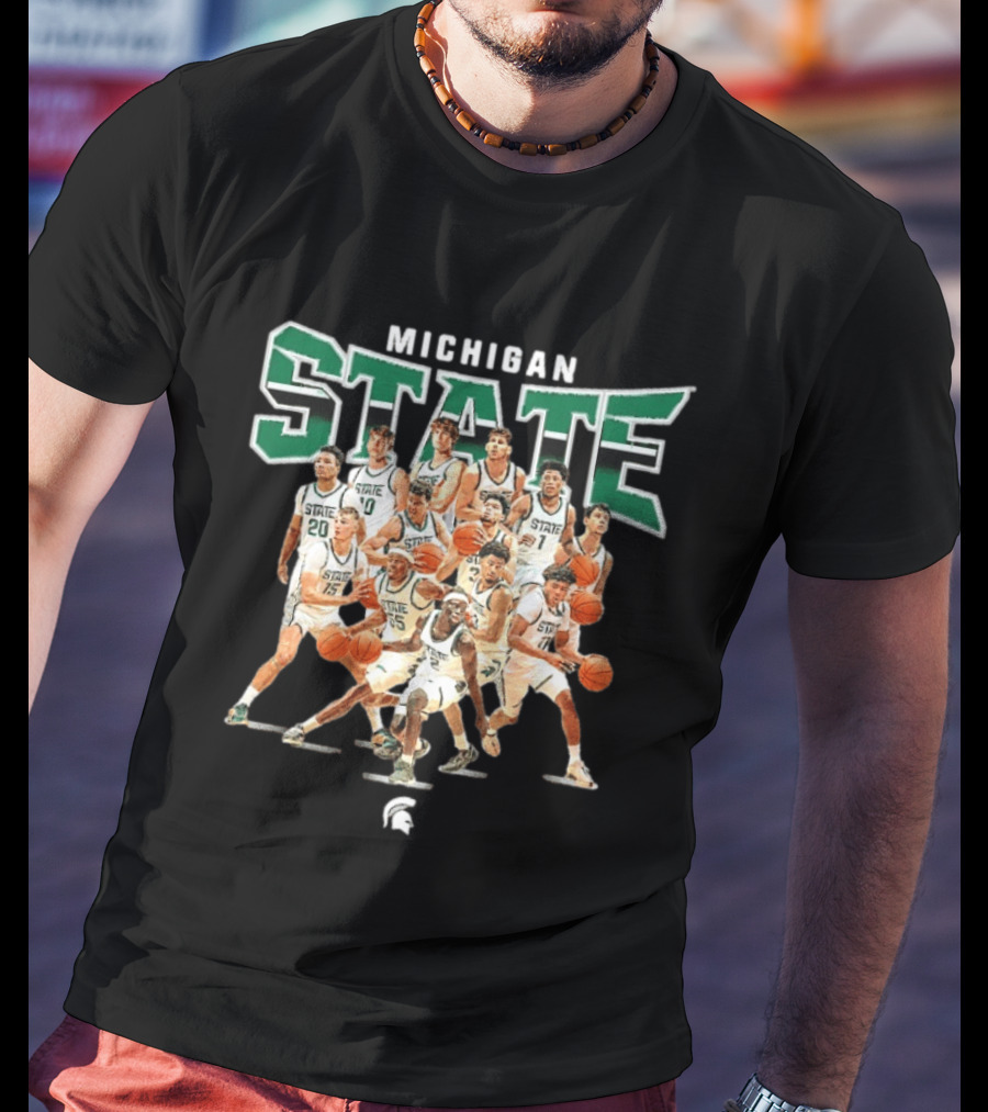 Michigan State Spartans Basketball Team Collage T-Shirt
