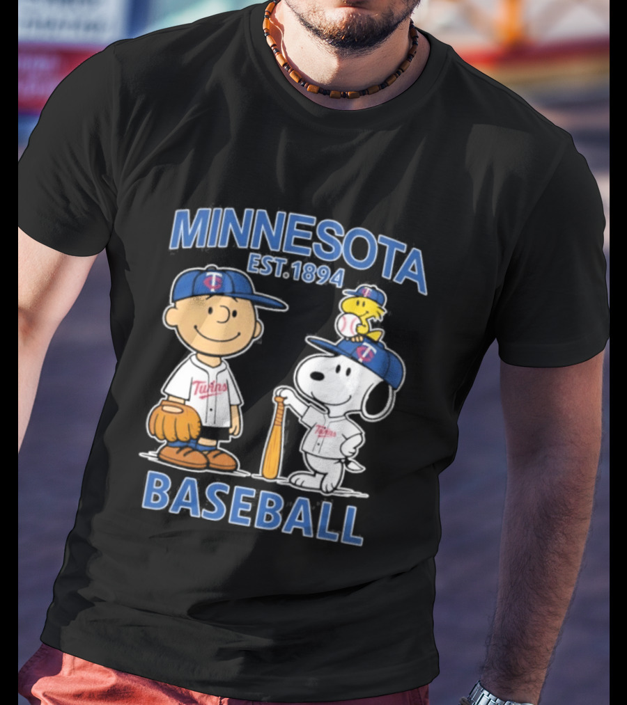 Minnesota Twins Baseball Est 1894 Snoopy Woodstock Charlie Brown T-Shirt