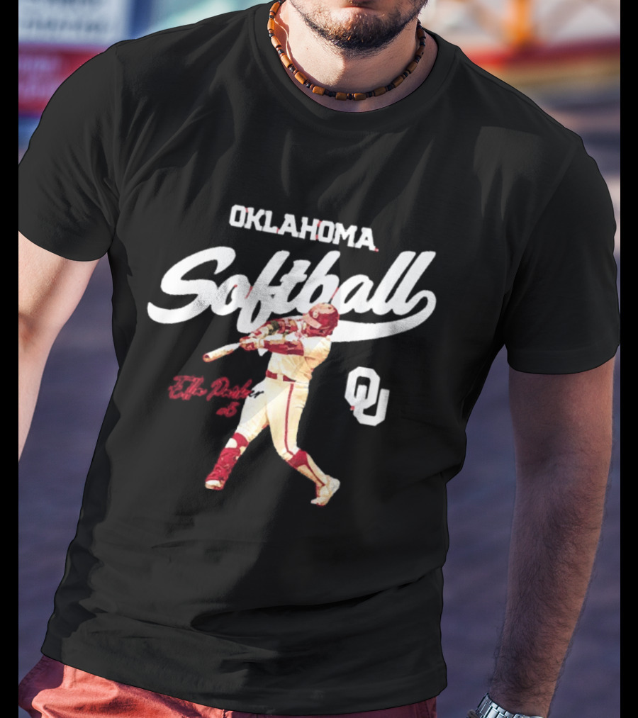 Oklahoma Softball Ella Parker 5 Sooners NCAA Player Action T-Shirt