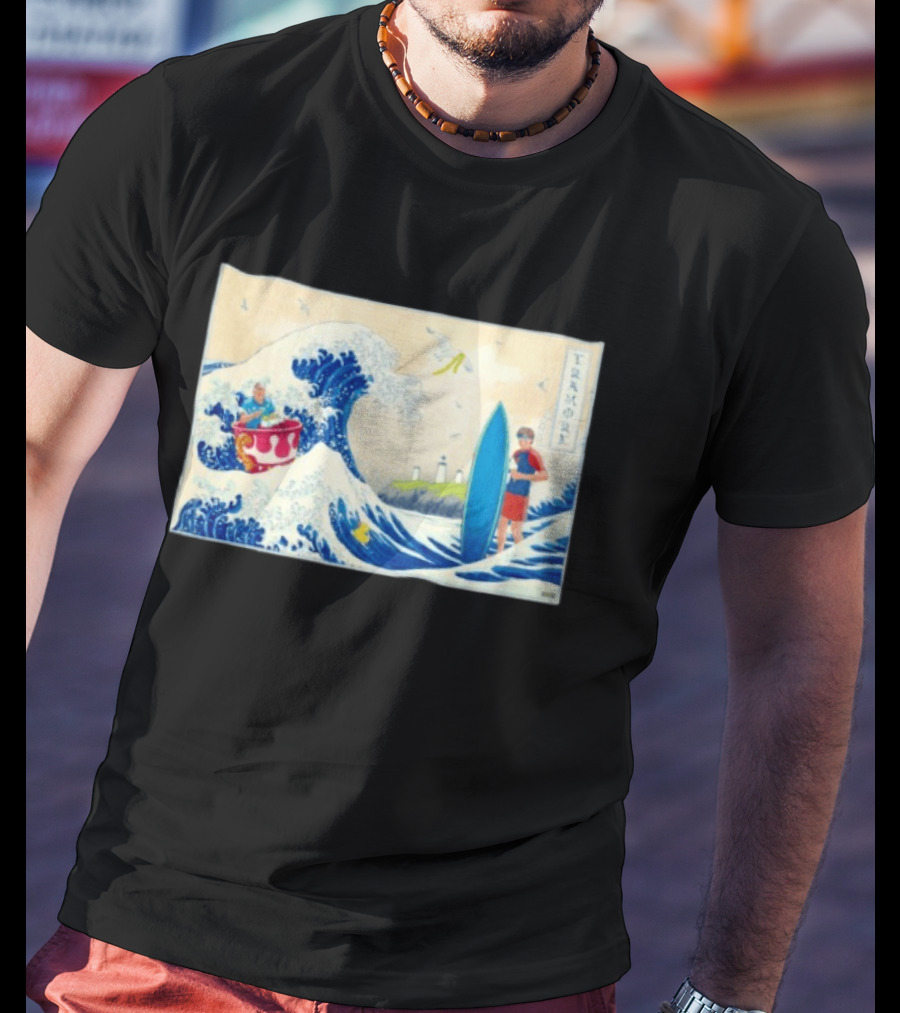 The Great Wave Tramore Surfing Scene Japan Irish Coast Fusion T-Shirt